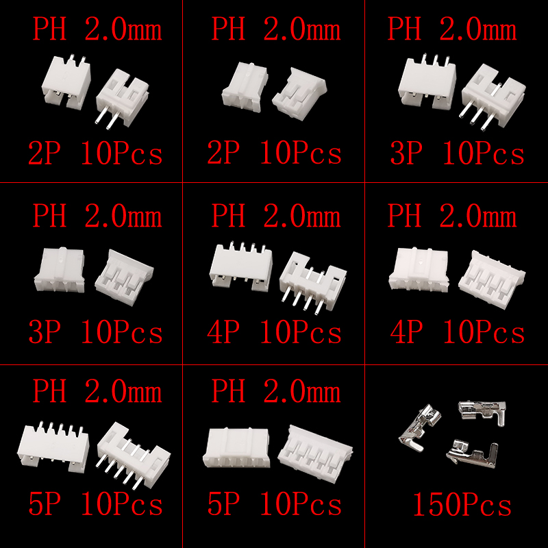 230 stks/doos PH 2.0/XH 2.54 2 3 4 5 Pin 2.0mm/2.54mm Toonhoogte Terminal Kit Man Vrouw Plug Behuizing Pin Header JST Draad Connector