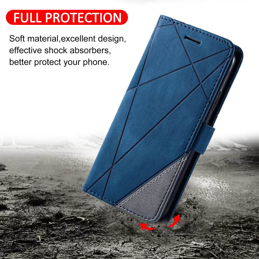 Realme 6 Pro Cover Stand Zakelijke Telefoon Holster Voor Oppo Realme 6 Pro RMX2061 RMX2063 6.6 Inch Streep Portemonnee Ruit case Cover