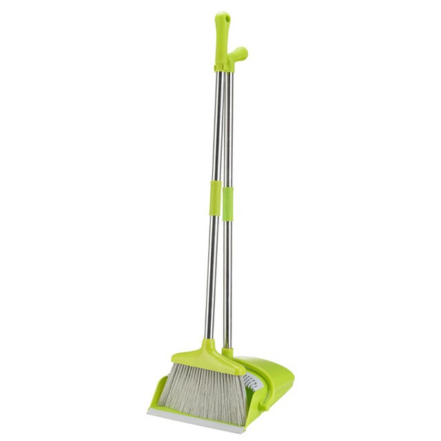 Broom and Dustpan Set Upright Standing Dust Pan With Extendable Broomstick Cleaning Brush Broom Dustpan Set for Home Wholesael: 2pcs-2
