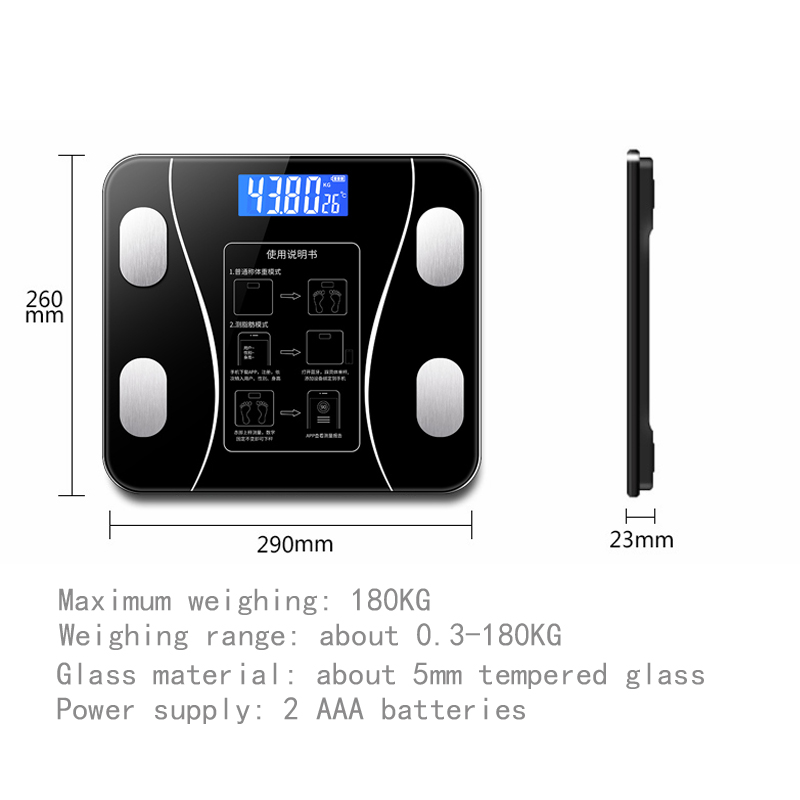 Electronic Scale Bluetooth Smart Weight Scale Human Health Analyzer High Strength Tempered Glass Kitchen Scale Bathroom Scale