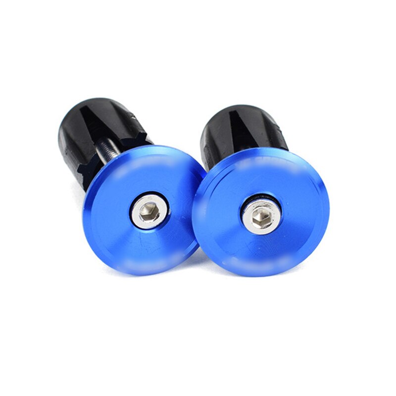 2 Pairs Bike Grip Handle Bar End Cap Aluminium Alloy MTB Handlebar Grips Plugs Caps For Bicycle Handlebar Accessory: 1 pair blue