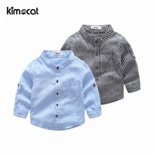 Kimocat Baby Boy Girl Shirt Long Sleeve Spring Autumn Gentleman Striped Cotton Chinese-style Collar Boy's Shirt Children Blusas