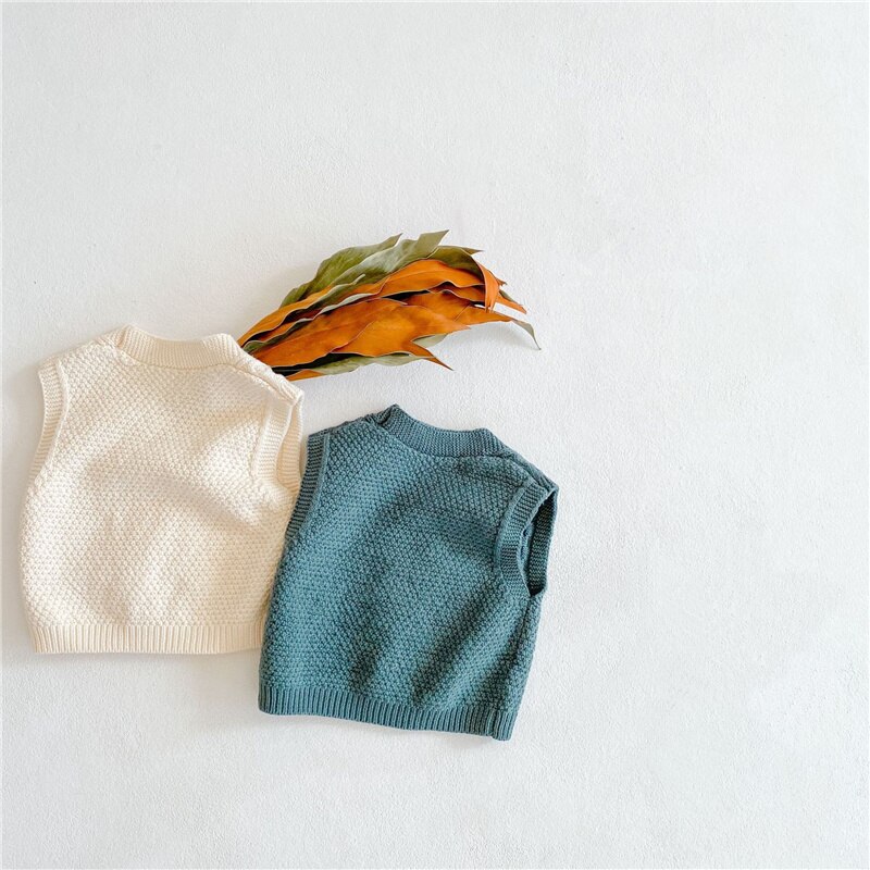 Lente Baby Kleding Effen Kleur Mouwloze Baby Boy Knit Vest Mode Schattige Baby Meisje Vest Jas