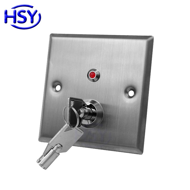 HSY Access Controller System Stainless Steel Key Switch with LED Emergency Push Exit Button Door Release Open Gate Lock