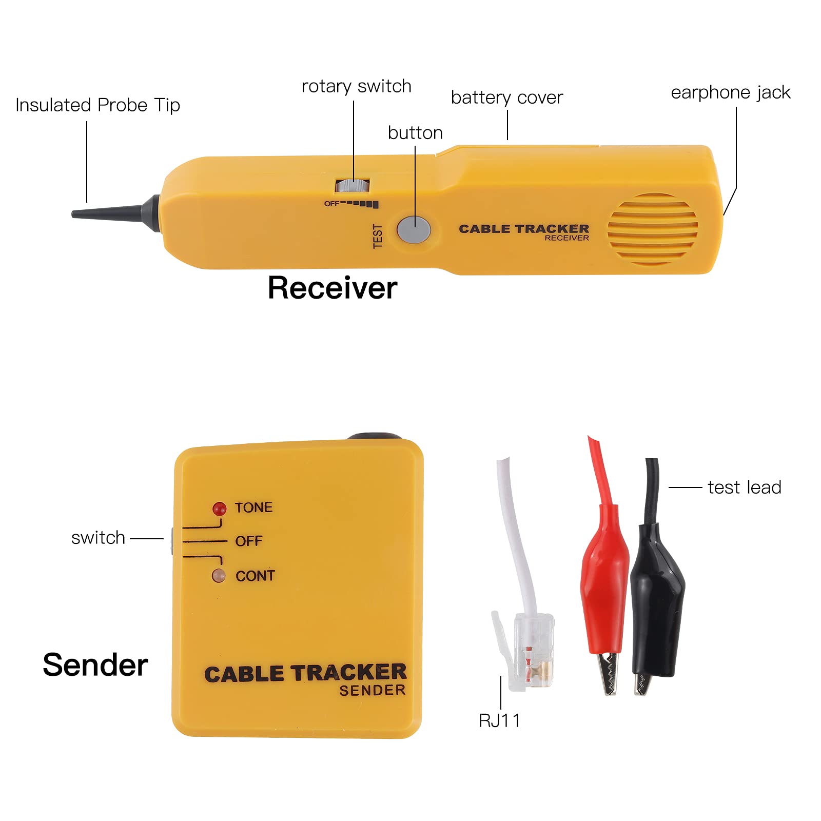 Cable Wires Tracker Circuit Telephone Line Tester Short Open Finder RJ11 Plug, Circuit Continuity Tester, Electrical Wire