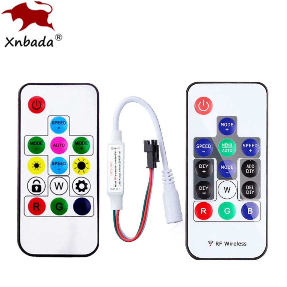 Led strip light  ws2812b ws2811 sk6812 rgb led controller; 14 nycklar rf trådlös fjärrkontroll  dc5-24v