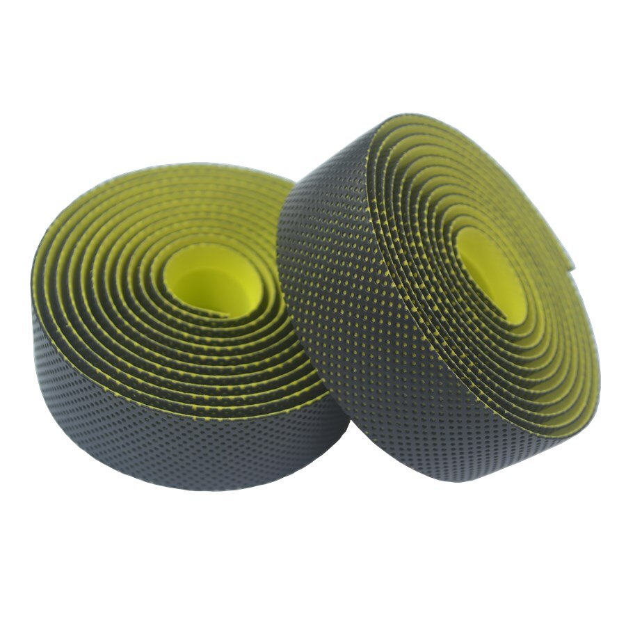 2.16M Pu Racefiets Stuurlint Lederen Anti-Slip Eva Fiets Grips Cork Stuur Plakband Bar stekkers Riem Bandjes: yellow