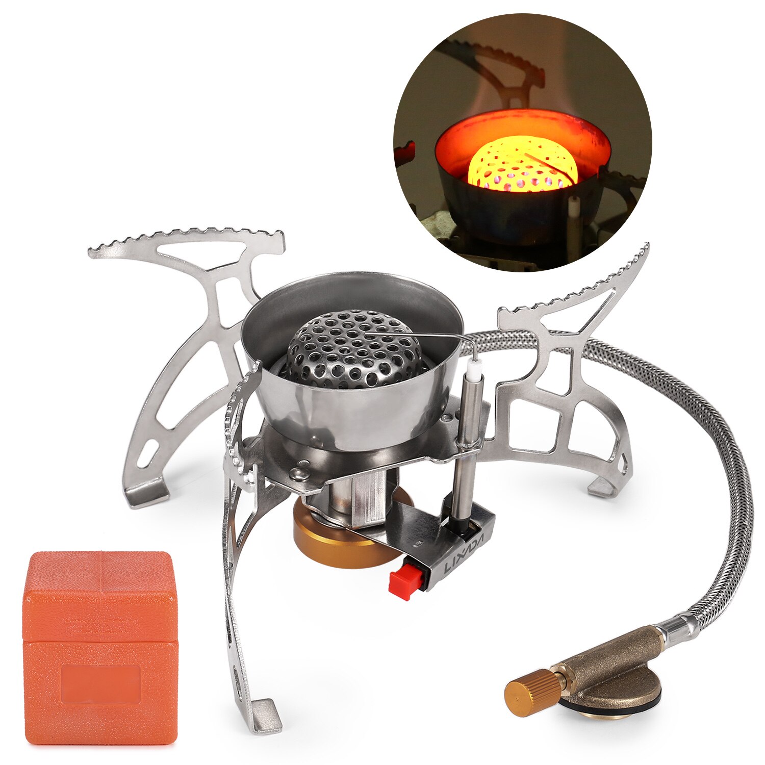 Lixada Foldable Camping Gas Stove Gas Burner Windproof Piezo Ignition Backpacking Stove Outdoor Portable Cooking Stove: Honeycomb Burner