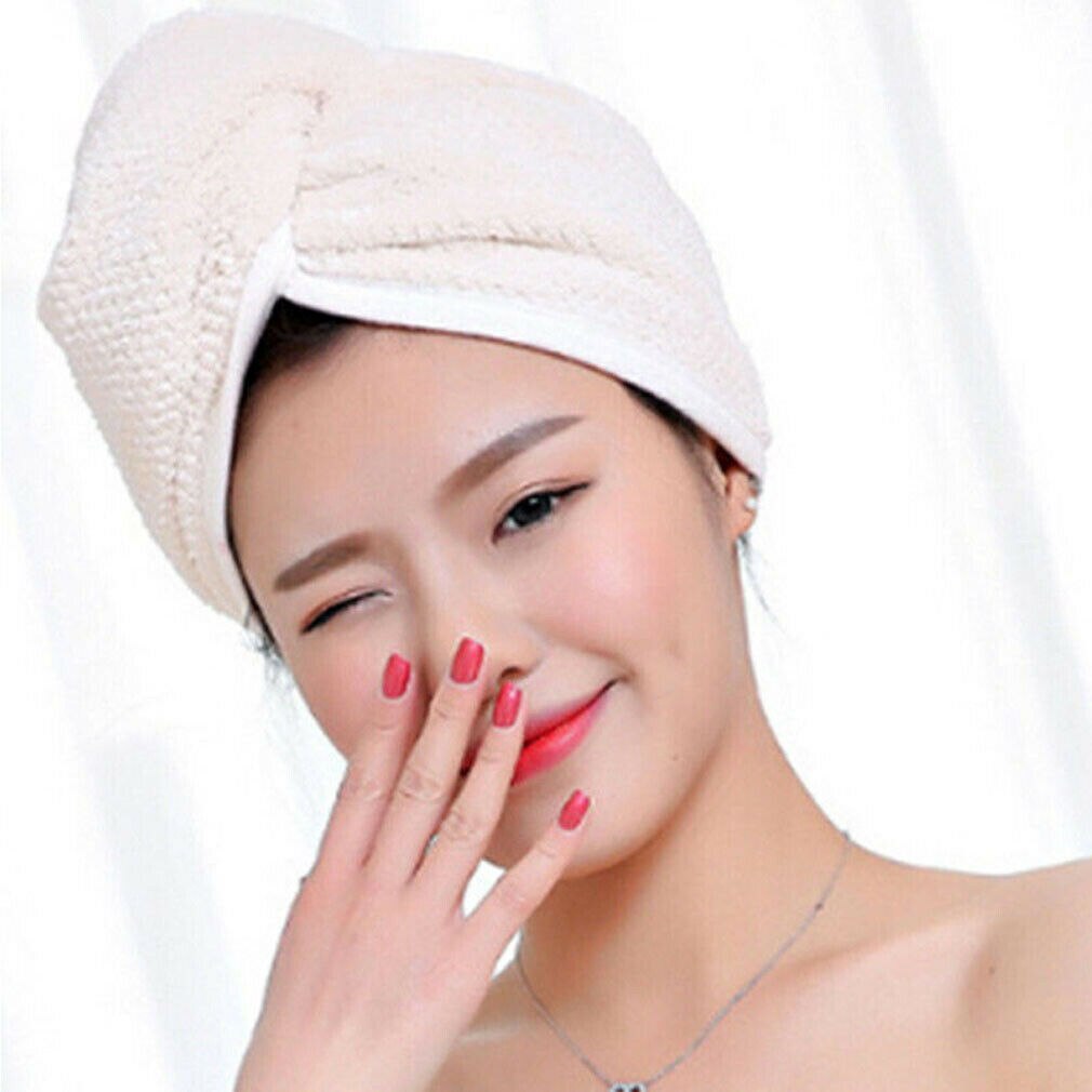 Twist Dry Shower Microfiber Hair Wrap Towel Drying Bath Spa Head Cap Hat Women Yoga Hair Bands: Rice White