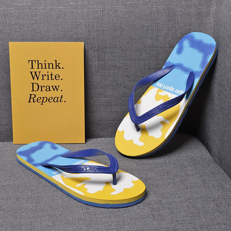 rubber beach slippers Summer Outdoor Surfer Word Slipper Men's Slippers: Blue / EUR 41-42