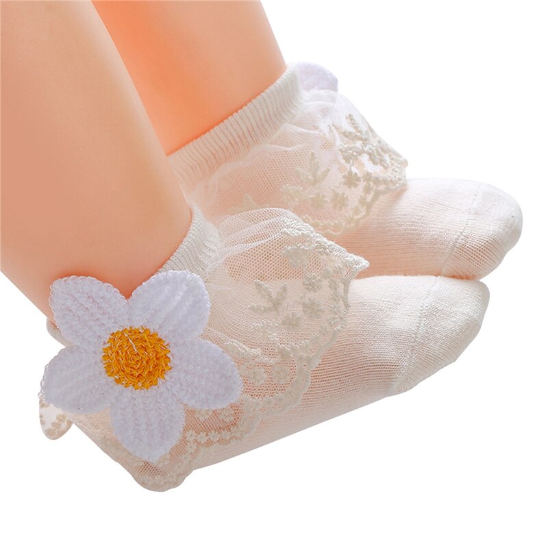 Baby Sokken Kinderen Jongens Meisje Leuke Warm Lace 3D Bloemen Sokken Katoen Effen Kleur Kleding Accessoires Voor 0-3 jaar Kind