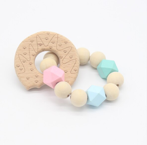 Wooden Baby Bracelet Animal Shaped Jewelry Teething For Baby Toy: Doughnut