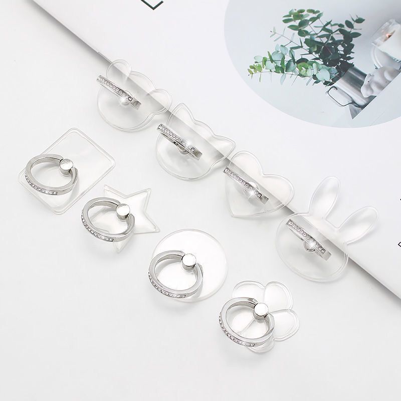 Finger Ring Mobile Phone Smartphone Stand Holder Cell Smart Round Phone Ring Transparent Cat Holder Heart Socket Car Mount Stand