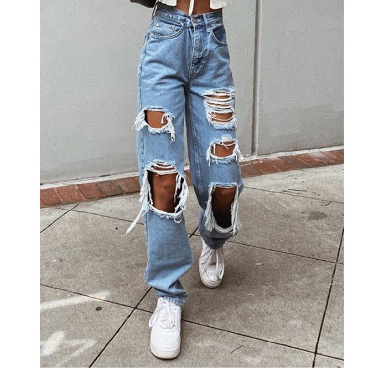 Zerrissene Jeans retro schlank gewaschen hosen lässig Straße Stil Denim blau nähte Super strecken Schlauch männer und frauen Joggen