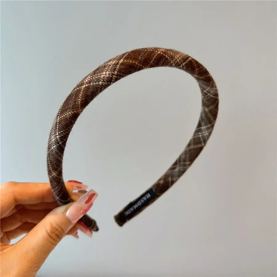 Diadema con bisel a cuadros para mujer, diadema Retro coreana para niña, aro Vintage para , accesorios para bandas para el cabello: Azul cielo
