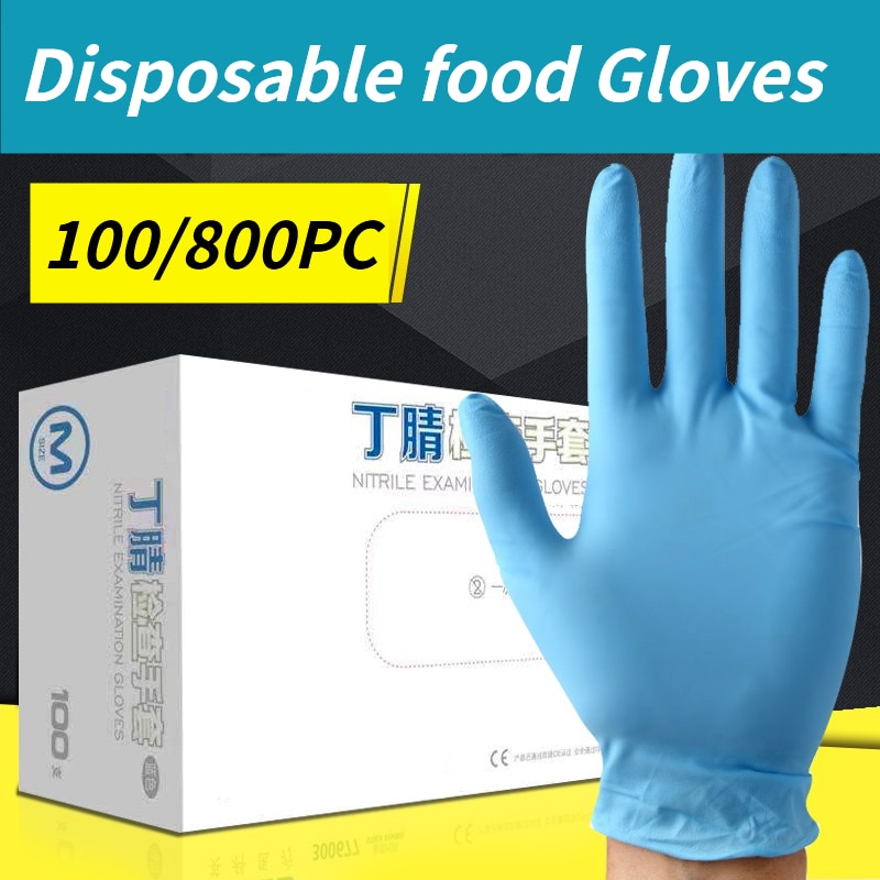 800/100PC Nitrile Disposable Gloves Waterproof Powder Free Latex Gloves For Household Kitchen Laboratory Cleaning Gloves