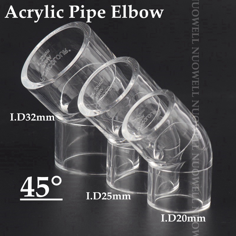 Conector de tubo de plexiglás transparente, , 20 ~ 32mm, 1 ud.: 20mm / Acrylic D45 Elbow