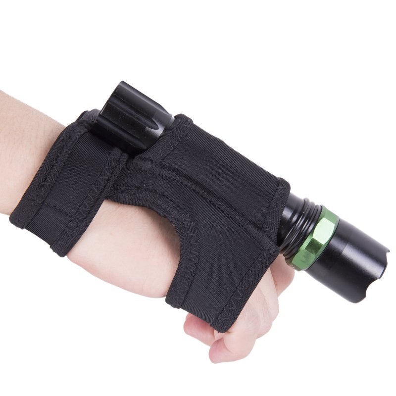 Underwater Scuba Diving Dive LED Torch Flashlight Holder Soft Black Neoprene Hand Arm Mount Wrist Strap Glove Hand Free