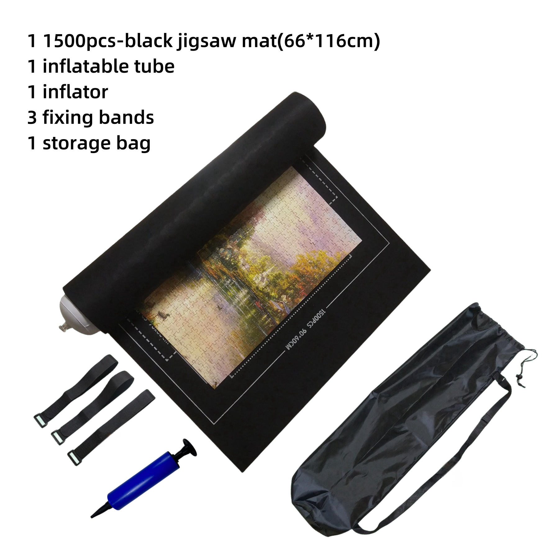 MaxRenard Jigsaw Puzzle Mat Roll Up Puzzles Board for Up to 1500, 1000, 500 Pieces Large Portable Table Saver Puzzle Keeper: Blue