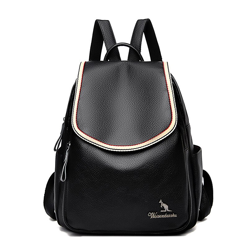 Vrouwelijke Rugzak Vintage Lederen Rugzakken Voor Vrouwen Schooltas Reizen Rugzak Dames Back Pack: Black