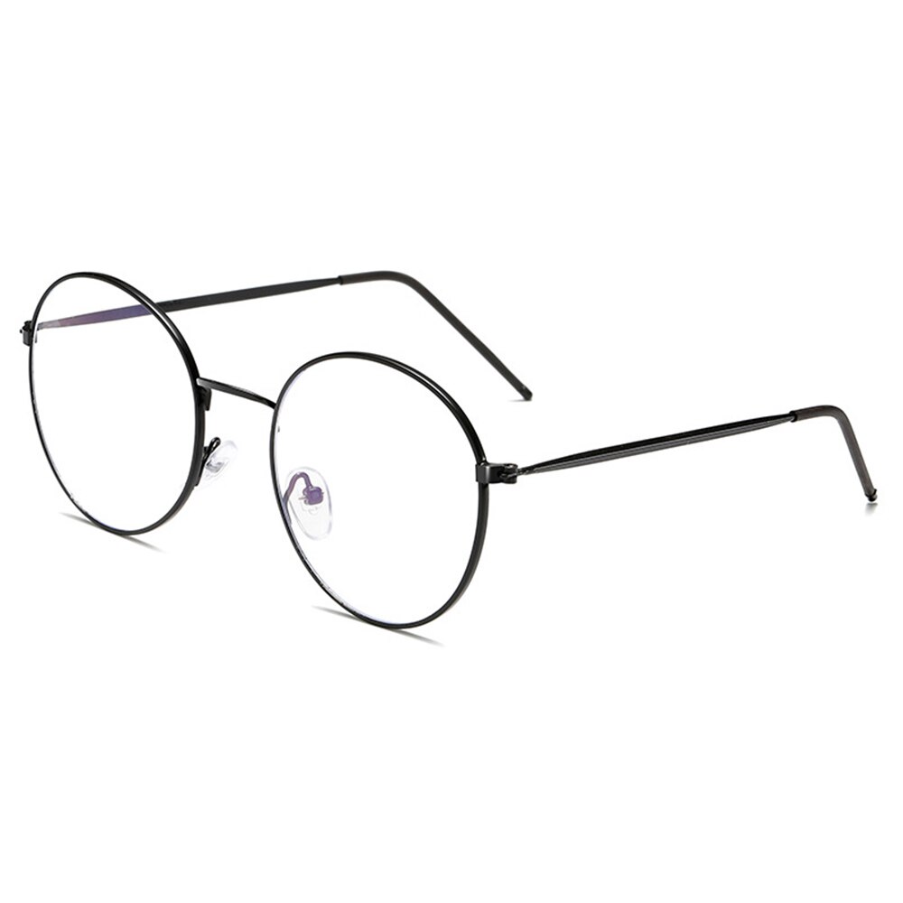 Vintage retro runde metal brille ramme kvinder mænd anti blå lys stråle blokerende øje computer briller rammer klar linse briller: Sort
