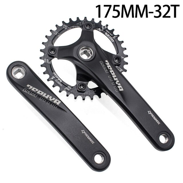 Mtb 104 bcd veivhus tannhjul sykkel firkantet skrog 170mm 175mm krank 32t 34t 36t 38t runde smale brede: Svart 175-32t