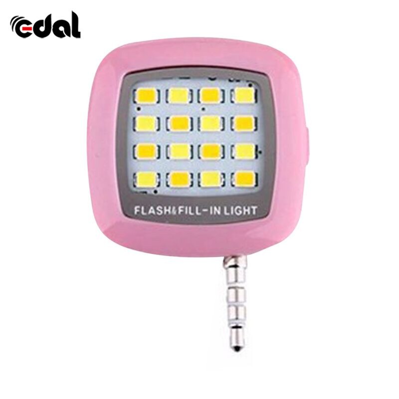 Draagbare Selfie Licht Mini 16 Leds Smartphone Led Flash voor Samsung Galaxy s7 edge s6 voor iPhone 6S 5 led Flash voor Camera Telefoon: Roze