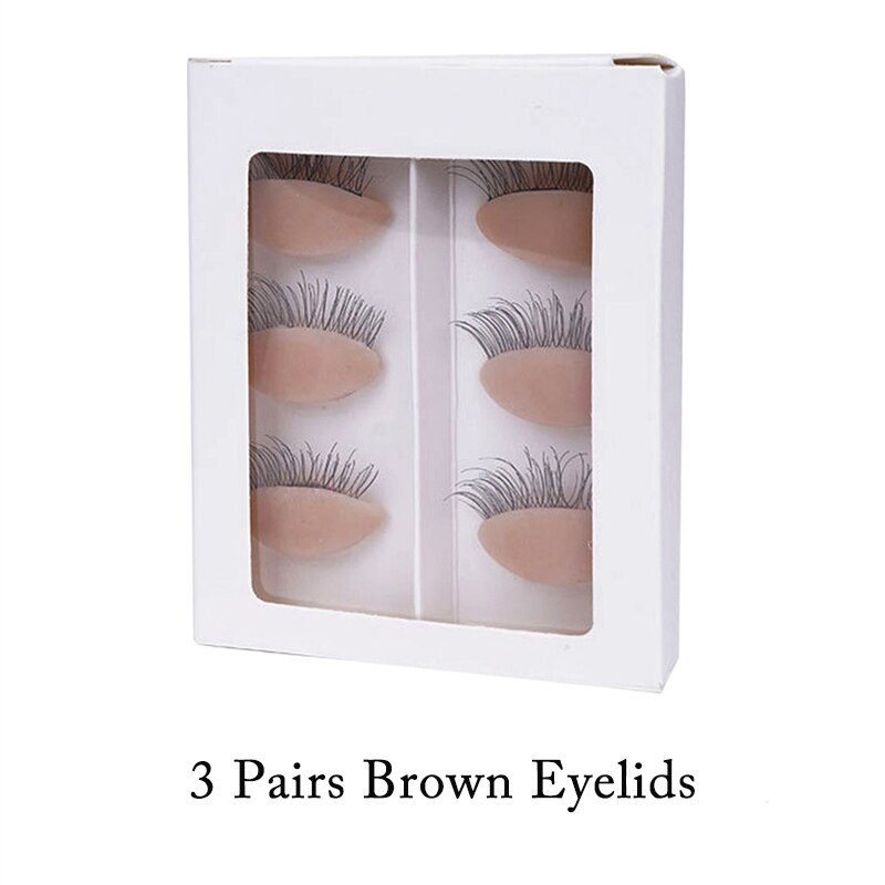 Wimpern Verlängerung Ausbildung Bausatz Silikon Mannequin Modell Kopf Mit Abnehmbare Ersatz Augenlider gepfropft Wimpern Ausbildung Werkzeug: 3 Paare Braun