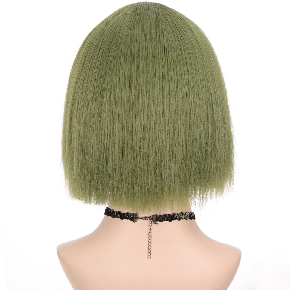 Hoiuyan Kort Haar Bob Synthetische Pruik Meisje Pony Korte Rechte Bob Pruik Hoge Temperatuur Fiber Cosplay Lolita