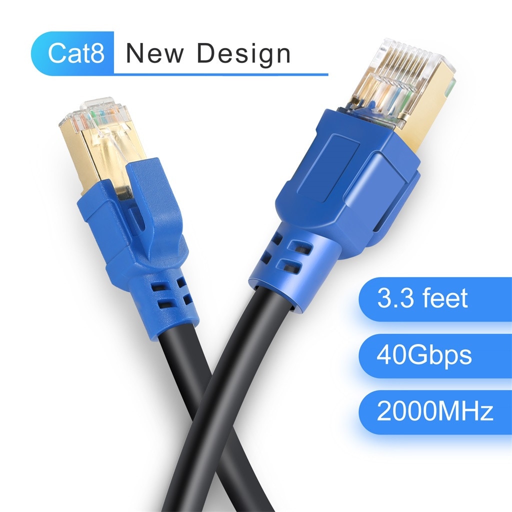 CARPRIE Ethernet Kabel Cat8 Lan Kabel Professionelle Netzwerk Patch Kabel 40Gbps Internet Kabel für Laptop 1.6FT 3.3FT 5FT 6.6FT