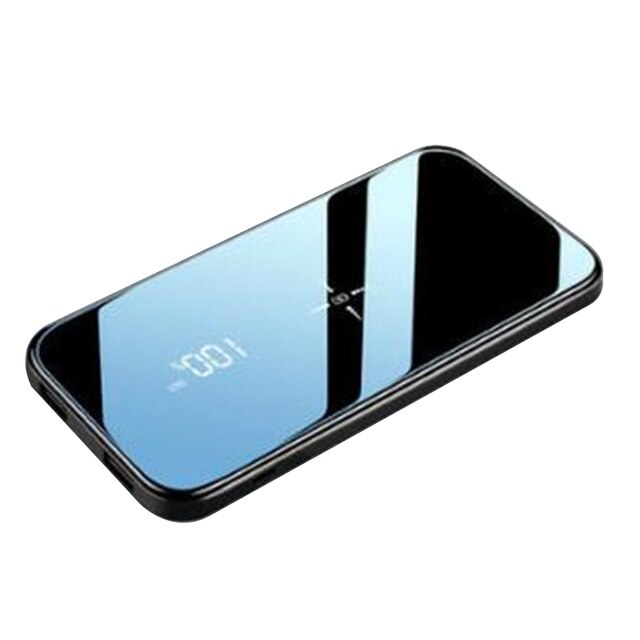 Quick Charge Wireless Power Bank Dual USB Mirror Screen 30000mAh Wireless Charger Powerbank Bateria External For iphone8 X: Black