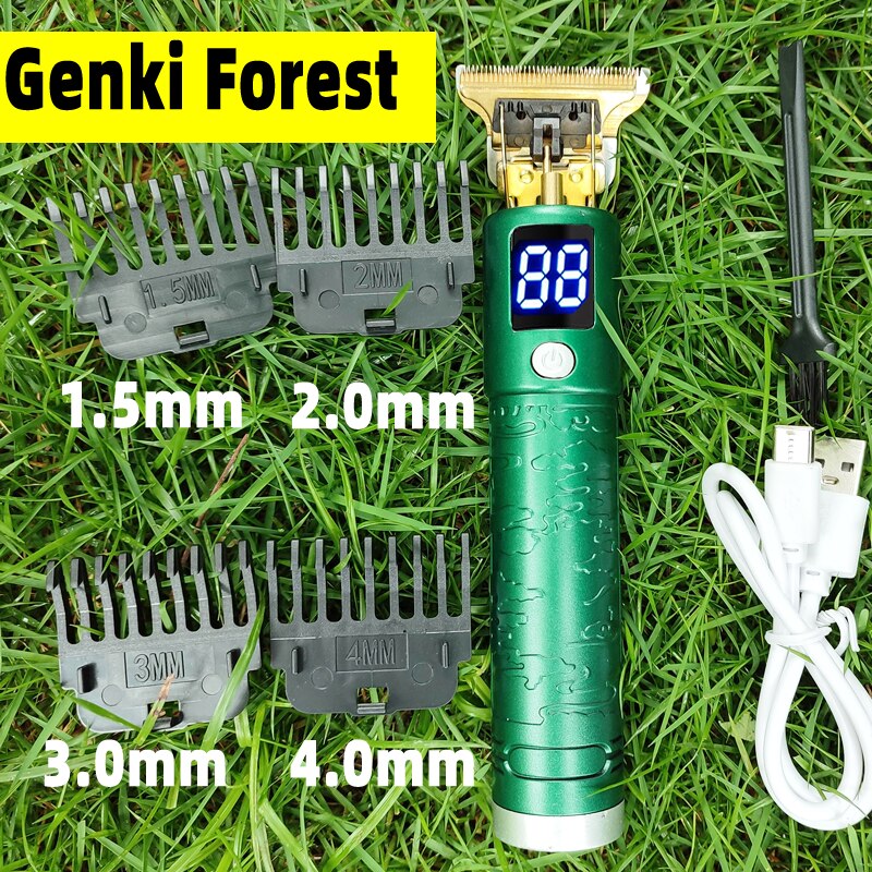 2022 Electric Hair Clipper Rechargeable 0mm Shaver Beard Trimmer Men Hair Cutting Machine Beard Barber Hair Cut: Genki Forest