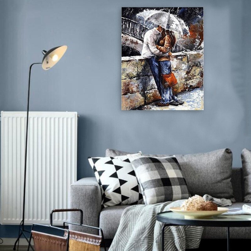 DIY Oil Painting on Canvas, Paint By Number Kit DIY Wall Decor Painting-Romantic Couple