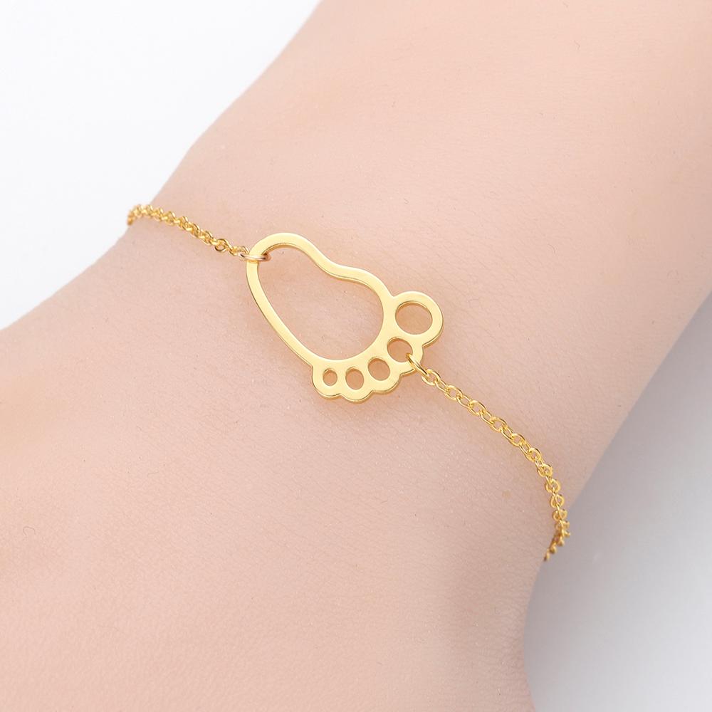 Chandler Leuke Baby Voet Bedelarmband Goud Kleur Hollow Out Link Chain Ankle Manchet Plusear Arm Ketting Chaine Cheville