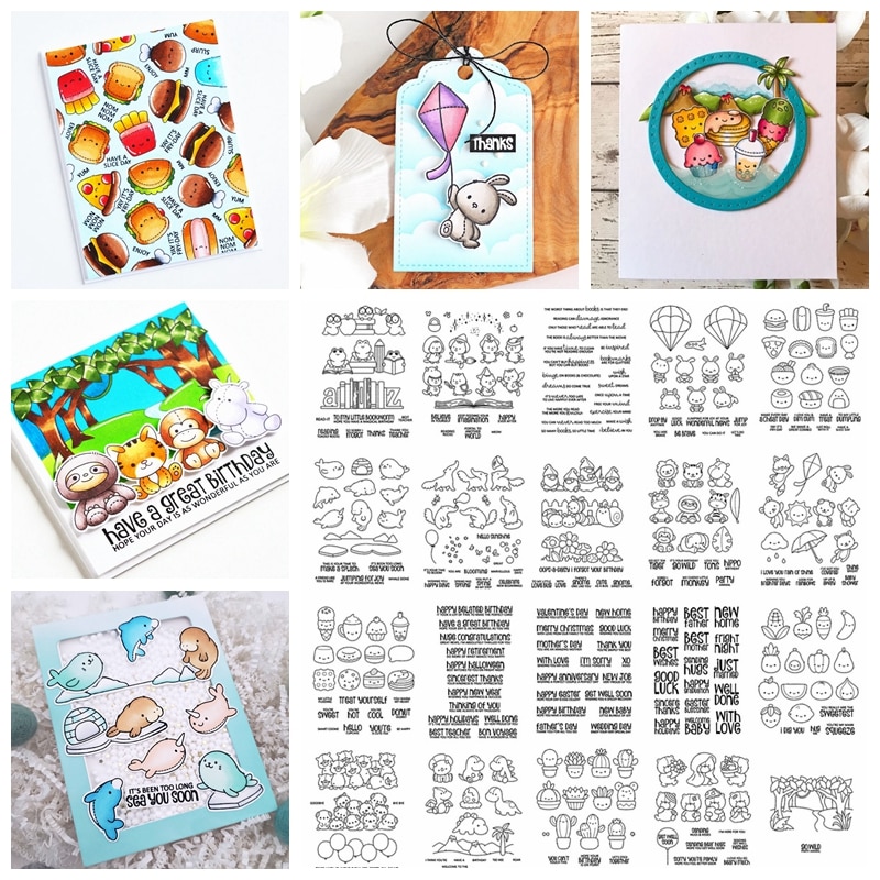Mini dieren zinnen kabouters eten transparante stempels transparante stempels voor doe-het-zelf scrapbooking papier kaart
