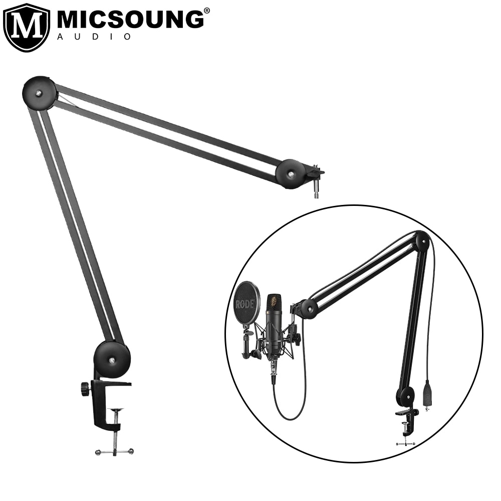 Boom Arm Microphone Stand Heavy Duty Adjustable Suspension Scissor Spring Built-in Mic Stand For Blue Yeti Blue Snowball Bracket