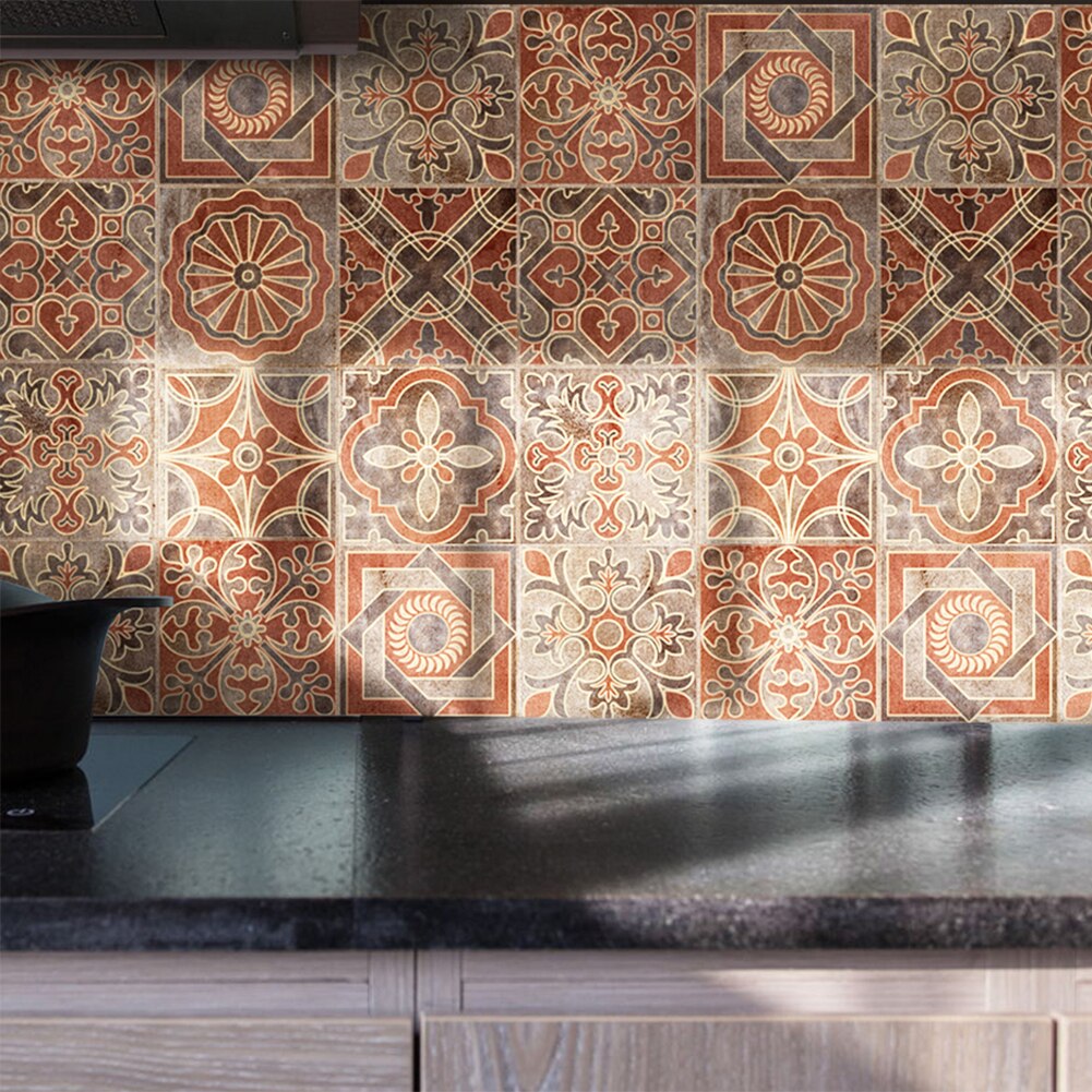 10 sztuk retro płytka PVC naklejki samoprzylepne wzór klasyczny płytki Sztuka przekątna 3D naklejki podłogowe akcesoria dekoracyjne
