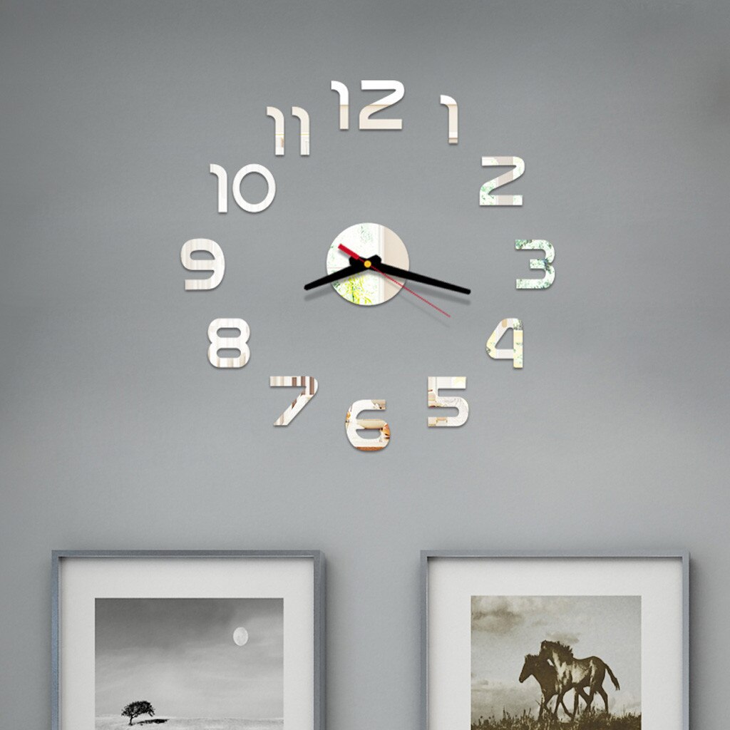 DIY Wall Clock 3D Mirror Surface Sticker Home Office Decor Clock Acrylic Mirror Stickers Watch For Home Living Room Decoration
