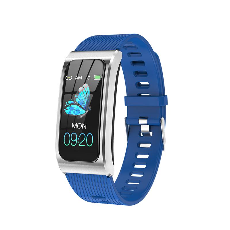 AK12 di Modo Attività Inseguitore di Fitness Braccialetto Intelligente Schermo a Colori delle Donne Impermeabili Della Vigilanza del Monitor di Frequenza Cardiaca di Sport Della Fascia: Blue rubber strap