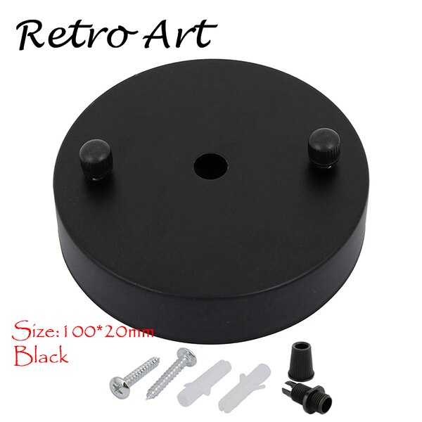 vintage Metal Ceiling Rose edison style Ceiling Canopy antique industrial bronze ceiling plate: Black