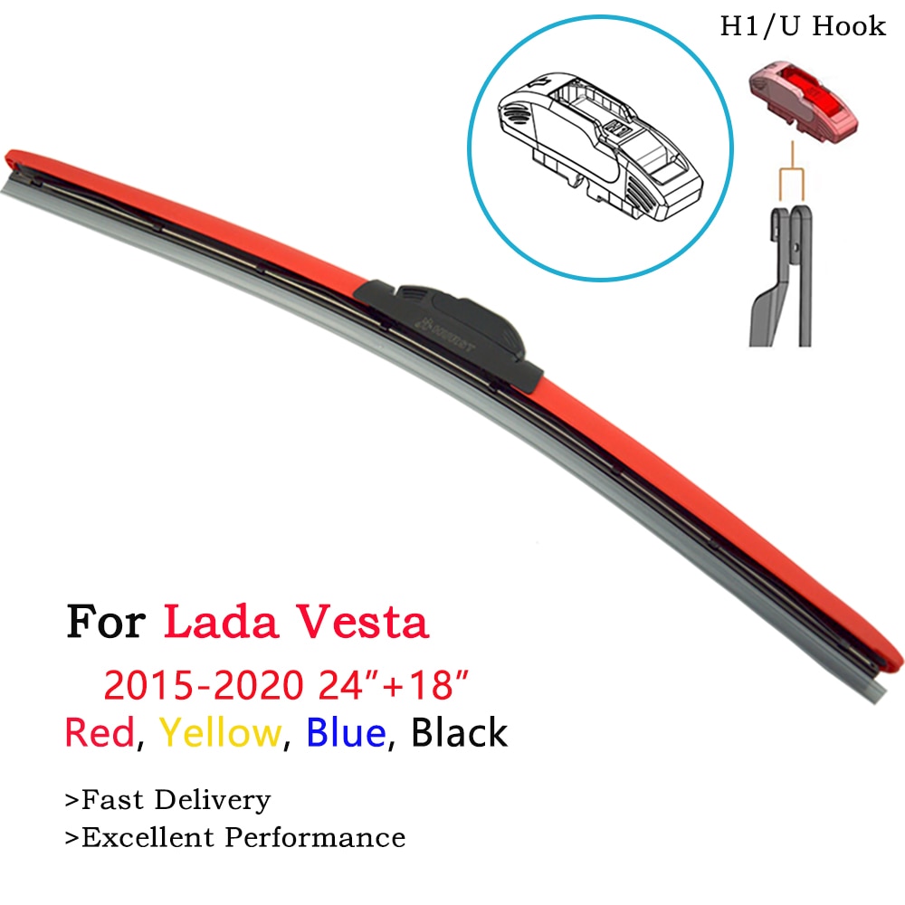 Żółte bezramowe hybrydowe wycieraczki samochodowe robić Lada Vesta SW przechodzić akcesoria 2015-2020 24 "+ 18" bezklejowe zimowe pióro wycieraczki: czerwony