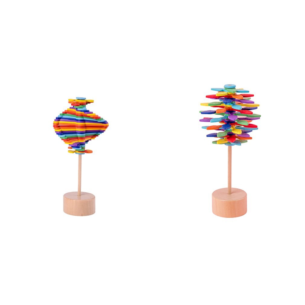 Wooden colorful rotating rod decompression toy lollipop office decompression game mood fine tuning toy children's