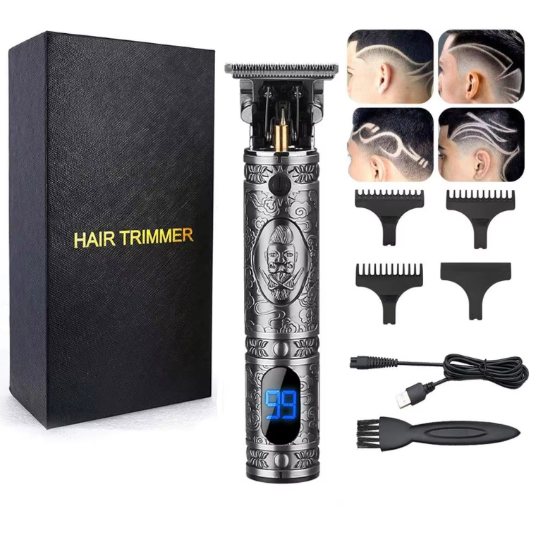 RESUXI JM-700AL USB akumulator T9 maszynka robić strzyżenia włosów LCD elektryczna maszynka robić włosów golarka akumulatorowa trymer dla mężczyzn ścinanie włosów: SZARY