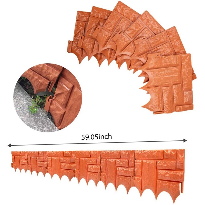 Ogrodzenie plastikowe ogrodowe, 6 sztuk ogrodzenia ogrodowego sztuczne ogrodzenie krajobrazowe chodnik 26X23cm (pomarańczowy)