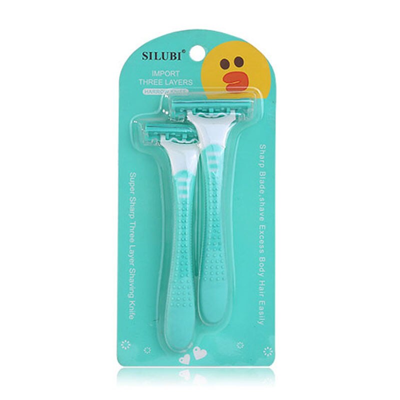 Drie-Layer Rvs Blade Scheermes 2 Sets Van Kam Set Been Scheren Apparaat Voor Verwijderen Body Haar SU263: blue