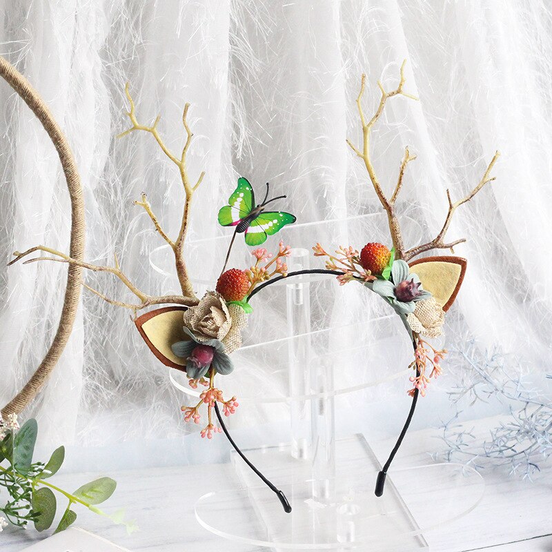 Rama, cuerno de ciervo, diadema, pájaro, tocado de mariposa, espectáculo de noche de Halloween y Navidad para niños: Mulberry fruit