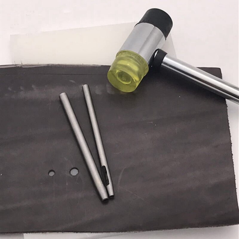 14 Uds redonda conjunto de punzones huecos de artesanía de cuero golpe herramienta Agujero hueco golpe herramienta de corte para ver bandas cinturones de lona