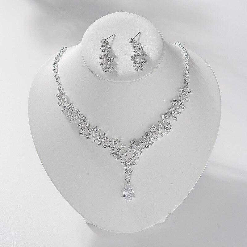 Folhas de luxo Contas de Cristal Conjunto De Jóias de Noiva Strass Coroa Tiara Colar Brincos Set Casamentos Beads Africanos Conjuntos de Jóias