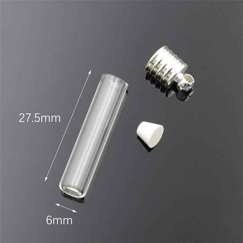 5pieces 6mm bottle mouth glass Vial Pendant silver color cap rice art name on rice craft materia glass bottle charms