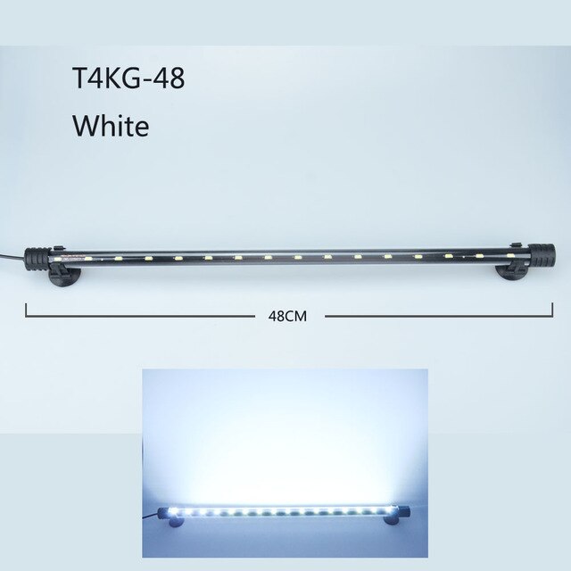 Luz LED impermeable para acuario, lámpara de pecera subacuática, decoración de acuarios, iluminación de plantas de 18-48CM, 220-240V, chip 5050: 48cm white